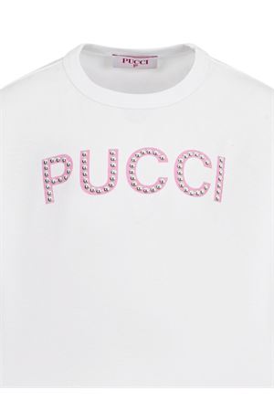 T-shirt bianca con logo con borchie EMILIO PUCCI KIDS | PY8B31Z3672100FU